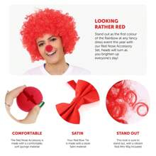 Red Nose Clown Accessory Set – Wig, Feather Boa, Fishnet Gloves, Tutu & Leg Warmers - Red - View 2