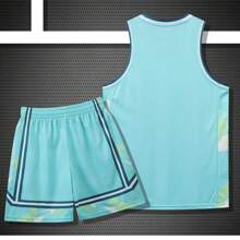 2 Stücke personalisiertes Basketball Trikot für Tween Jungen - mit individuellem Teamname, Nummer und Foto Bedrucktes Tank Top + Shorts, atmungsaktiv, schweißabsorbierend, Outdoor-Aktivitäts-Sportset