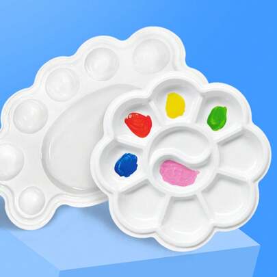 24/36 件迷你花形塑料调色板套装，适合水彩、丙烯和水粉混合，水彩艺术绘画托盘 - 美术用品