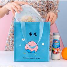 Foldable Insulated Lunch Box Bag With Carry Handle, Suitable For Outdoor, Men/Women, Students, Office Workers, Picnic - Reusable Portable Lunch Bag - Blue - View 6