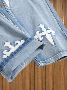 Boys Casual Elastic Waist Distressed Jeans - Medium Wash - View 4