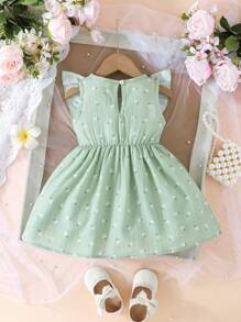 Baby Girls' Multi-Color Daisy Dress, Sleeveless With Big Bow Accent, Sweet Style For Outings