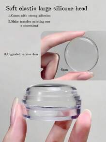 1个美甲印章，超粘透明硅胶美甲印章套装，高弹性耐用果冻印章，适用于家庭美甲沙龙DIY美甲印花板 - 彩色 - 查看 4