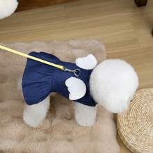 Spring/Summer New Lace Dress, 25 Leash Dress, Pet Dress, Cat Princess Dress, Doll Dress, New Striped Casual Dress, Dog Clothes, Teddy Clothes, Fashion Princess Dress, Printed Princess Dress With Leash, Small Animal Casual Dress, Popular In Europe And America - Royal Blue - View 11