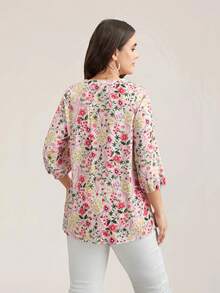 Ditsy Floral Chiffon Blouse, Loose Fit Women Top