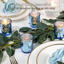 [4/6/12 Pcs Set] Wish Tea Candle Cups | Gold, Silver, Blue Straight Candle Holders | Lead-Free Thicker Glass | Festival/Wedding/Birthday/Christmas Decor | Ins Style Home Atmosphere Lights