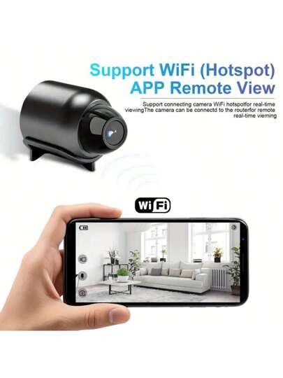 1pc High Definition Bullet Type Slimme Mini Camera, Night Vision Wireless WiFi Camera That Only Supports 2.4G Network. It Features Remote Monitoring, SD Card Exp able Memory, Indoor Network Monitoring. This Is USB Powered Home Scenarios Such As Homes, Cars, Offices, Making An Ideal Choice s, Anniversary Or Family Day s. view 8