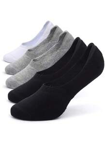 5 Pairs Men's Simple Basic No-Show Loafer Socks, Summer Lightweight Breathable Low Cut Invisible Socks, In Stock - Multicolor - View 4