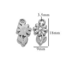 5 Pieces Of 304 Stainless Steel 18k Gold-Plated Vintage Rose Pendant Necklace And Bracelet With Titanium Steel Heart Heart Shape DIY Waterproof Leaf Pendant - Pendant - View 9