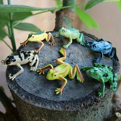 12pcs Mini Frog Toy Set, Lifelike Frog Figurines Decoration, Realistic Rainforest Frog Lawn Decor Toys, Aquarium Ornaments, Halloween Decoration, Holiday Gift