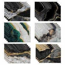 4pcs Digital Printed Placemat, Marble Pattern Design Placemats, Suitable For Daily Use, Holidays, Parties, Birthdays, Weddings, Banquets, Kitchen, Dining Room Home Decor - Multicolor - View 2