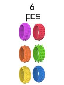 Bộ 6/12 chiếc nhẫn bấm huyệt cảm giác nhọn nhiều màu sắc ngẫu nhiên, nhẫn bấm huyệt tuyệt vời giúp giảm căng thẳng và mát-xa, màu sắc ngẫu nhiên, nhẫn bấm huyệt giảm lo âu, nhẫn đồ chơi bấm huyệt, đồ chơi cho thanh thiếu niên - Nhiều màu - Xem 6