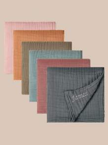 1pc Personalized Baby Blanket With Name, Embroidered Blanket, Stroller Blanket, Baby Shower Gift, Newborn Gift, Soft & Breathable Knit Blanket,Multi-Functional,Ornamental,Letter,Stylish,Vintage,Adorable,Cute,Custom,Personalised,Unique,Customized,Ideal Gifts For Him,Ideal Gifts For Her,Son,Daughter - Multicolor - View 4