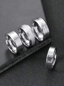 4pcs Men's Black Minimalist Ring Stainless Steel 8mm Wide Punk Jewelry Cobweb Pattern Matte Suitable For Everyday Wear Festive Gifts Christmas New Year Gifts Boyfriend Gifts Christmas New Year Valentine's Day Holiday Gift - Multicolor - View 5