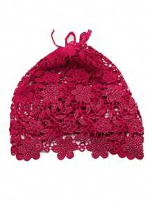 1pc Women Summer Ultra-Thin Rhinestone Lace Headband Ponytail Scarf Hat, Breathable Hair Cover, Suitable For Daily Wear, Spring/Summer, Applicable To All Ages, Foldable, Wide Brim, Bohemian Style, Suitable For Dates, Gatherings With Friends, Blind Dates, Outdoor Activities, Beach Vacations - MZ2799 - View 8