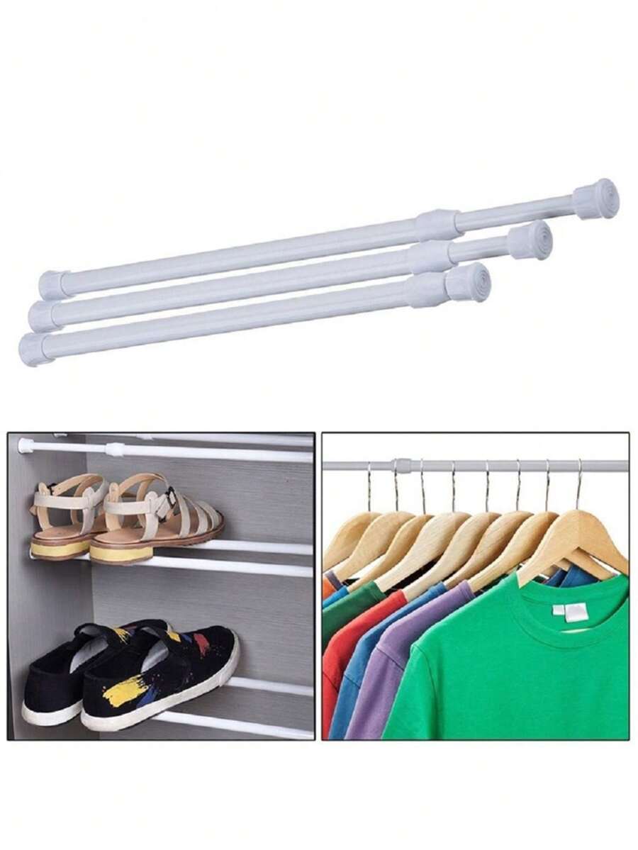 Barra telescópica de acero al carbono con pintura blanca, sin necesidad de perforación, para cortinas y ducha, ideal para inquilinos y propietarios que realizan actualizaciones de decoración en el hogar por sí mismos