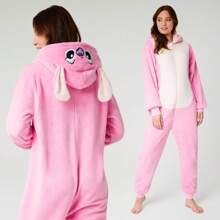 Disney Stitch Onesie Fluffy Minnie Mouse Eeyore Maleficent Pyjama Lounge Wear Gift - Pink - View 2