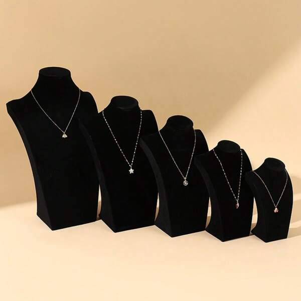 Black Velvet Necklace Display Stand, Mannequin Bust Jewelry Organizer Counter Display Prop, Necklace Holder