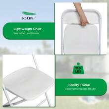 4/6/10 Pack White Black Plastic Folding Chair, Indoor Outdoor Portable Stackable Commercial Seat With Steel Frame 350lb. Capacity For Events Office Wedding Party Picnic Kitchen Dining