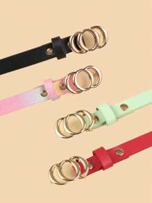4pcs Kids New Thin Quality PU Belts, Suitable For Dresses, Skirts, And Decorations