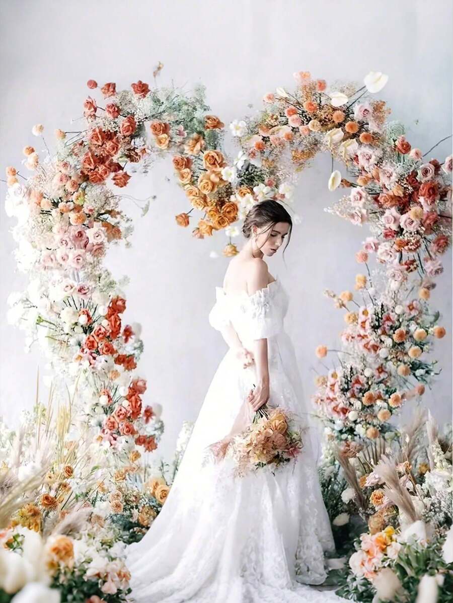 金色心形金属拱形框架 78 英寸铁质爱心支架，适用于婚礼、周年纪念、新娘送礼会、生日、毕业典礼，多功能背景支架，可放置气球、鲜花、派对装饰，非常适合浪漫活动和庆祝活动 - 送给情侣和活动策划者的理想礼物，夏季海滩礼物，返校学校用品，房间装饰 - 彩色 - 查看 1