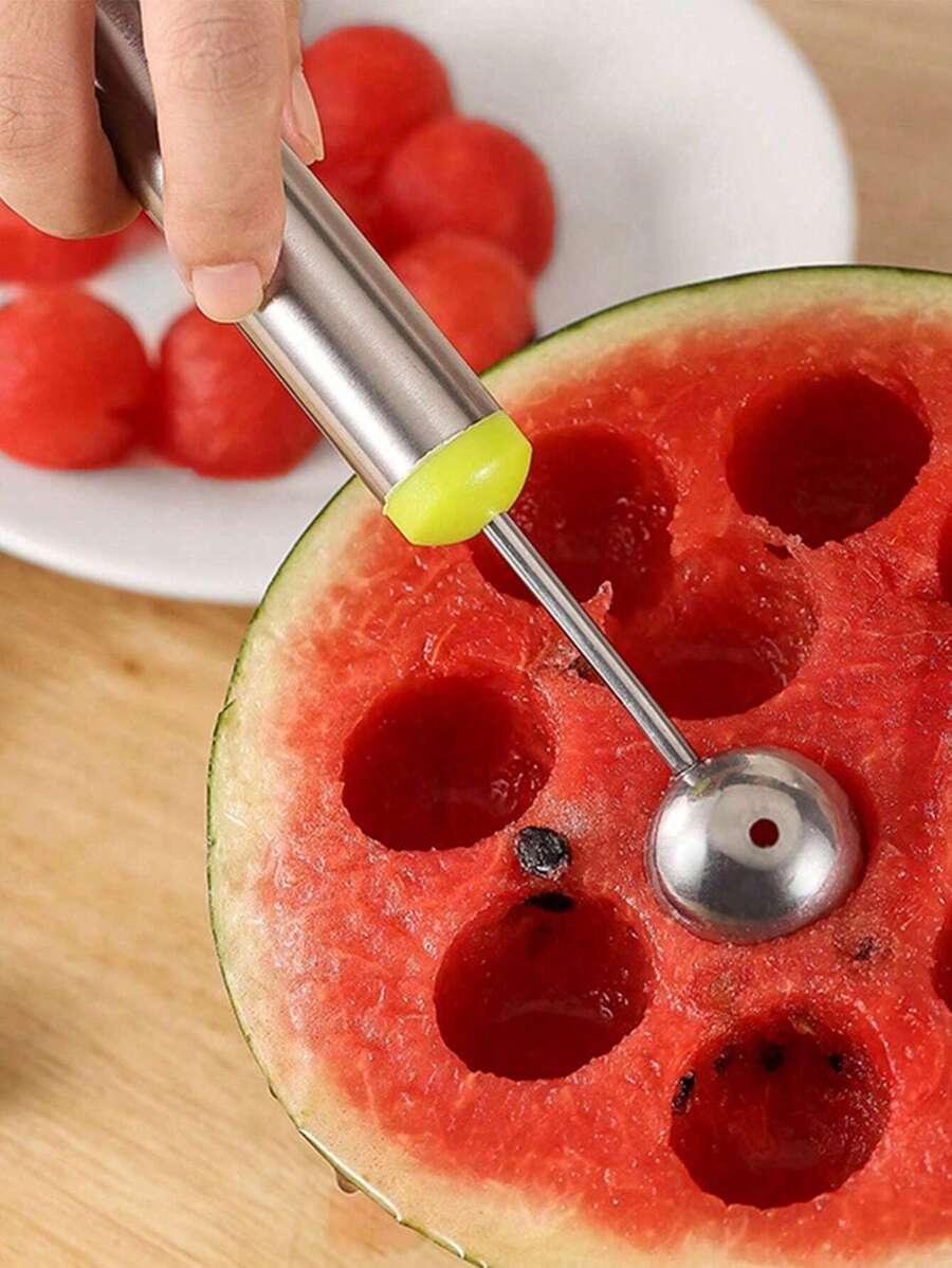 1pc/3pcs Stainless Steel Watermelon Ball Spoon Ice Cream Spoon Multifunctional Fruit Ball Carving Machine Fruit Platter Tool