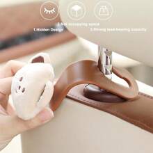 1pc Car Hook Car Seat Back Multifunctional Car Interior Invisible Rear Hook Cartoon Car Decoration(Random Color And Style) Summer Storage Organizer Gift - Multicolor - View 4