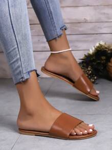 Women Sandals 2025 New Spring Summer Fashion Korean Style Popular Strap Slider Insect Sandals Beach Slides - Brown - View 6