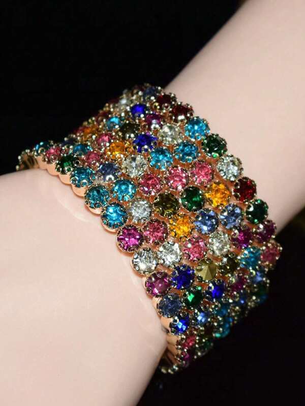 1 pieza Brazalete de mujer con cristales brillantes, elegante y versátil, un regalo elegante