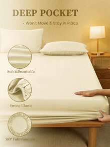 1 Stück einfarbiges gelbes Spannbetttuch, Matratzenauflage, Matratzenbezug für Bett, Betttuch, weich und atmungsaktiv, für alle Bettgrößen - Einzelbett, Doppelbett, Kingsize, Queensize mit Tiefen-Gummizug bis zu 30 cm Haustextilien