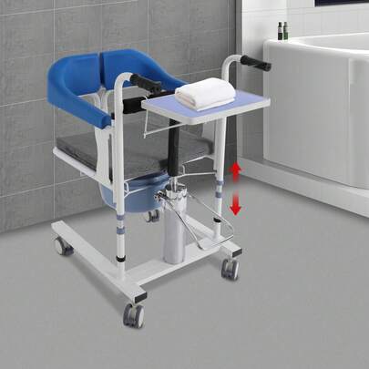 kangten Portable Bath Chair W/ Potty, Hydraulic Lift For Elderly Transfer Aid