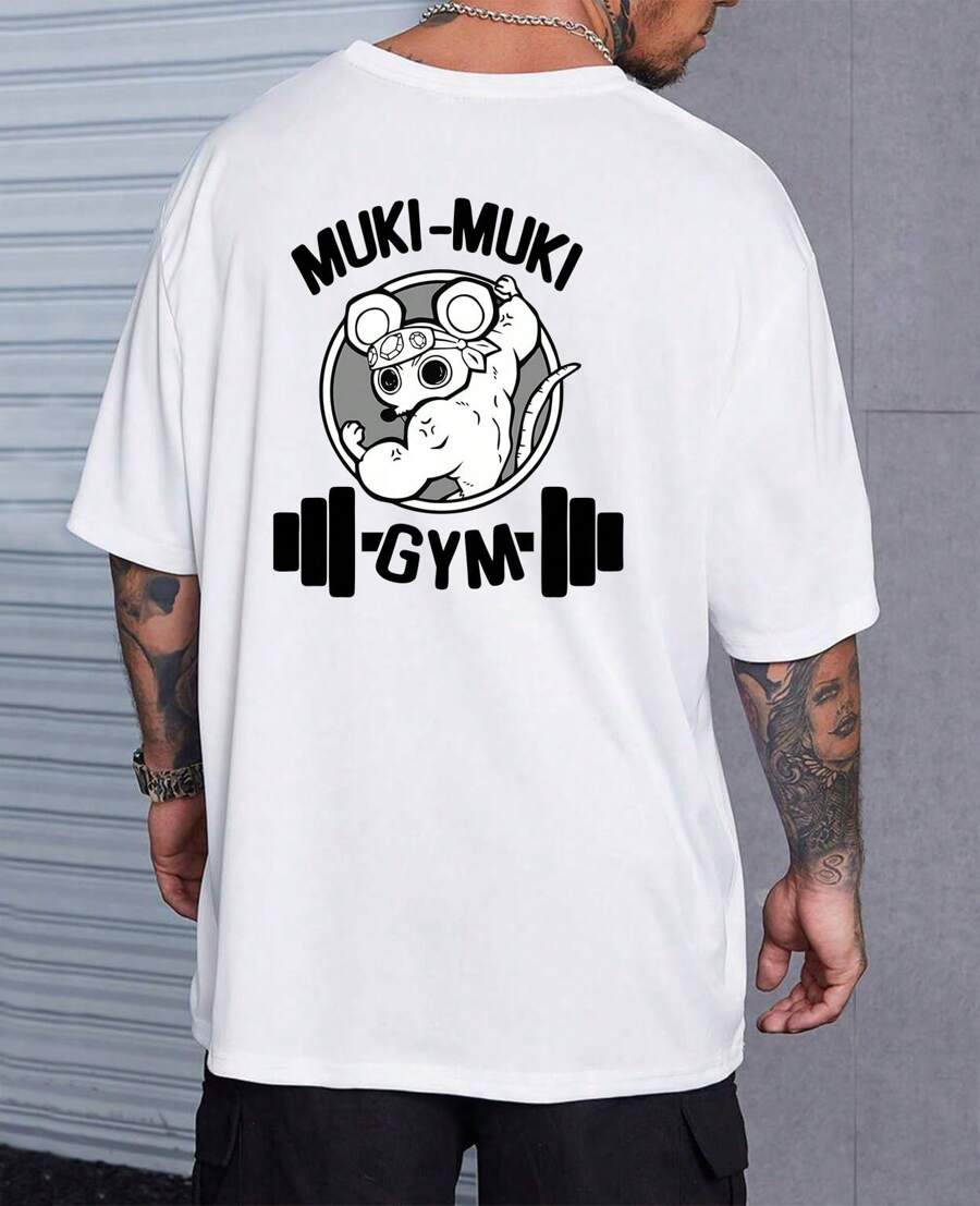 Graphic Tee T-Shirt For Bodybuilding Training Viral Anime Mouse Muk