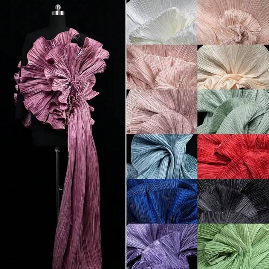 Bright Luster Water- Forged Pleated Fabric For Stage Dress Performance Clothing Decorative DIY Style Fashion Design Fabric - Multicolor - View 1