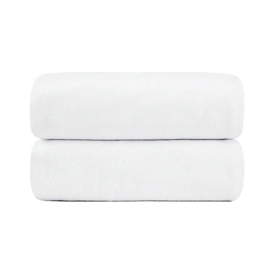 Bath Towels 2 Packs 30 X 60 Microfiber Absorbent Fast Drying Super Soft Beach Towels White Summer, Holiday Home Bathroom Decor