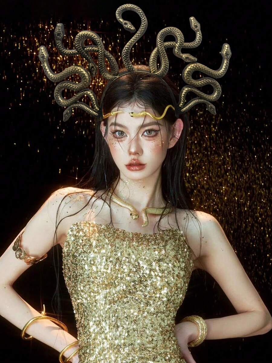 Fascia per capelli con motivo a serpente, disponibile in tre colori, accessorio divertente e esagerato a forma di animale, adatto per ruoli e palcoscenico, ideale per Ognissanti