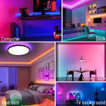 NBBUFF 3ft-100ft(2 Rolls 50ft) Smart LED Strip Lights For Home Decor, With App Control And IR Remote Adhesive Backing Adjustable Brightness Music Sync Timing DIY Scene Modes, LED Lights For Room Decor TV Backlight Birthday Party Kitchen Bedroom Decor Gifts - Multicolor - View 7