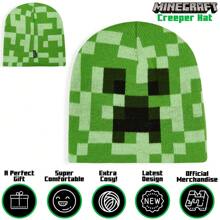 Minecraft Beanie Hat Fluffy Bucket And Gloves Set Creeper Winter Warm Gaming Gift - Green - View 2