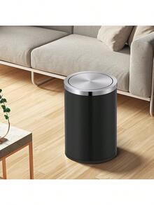 Mini Trash Can With Lid, Desktop Small Trash Can Recycling Bin Cute Metal Garbage Can For Tabletop Countertop Use,Stainless Steel 0.4Gal/1.5L Waste Bin For Office Parlor Car Bedroom,Light Green - 黑色 - 查看 8
