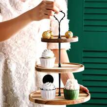 2/3-Tier Cupcake Stand With Serving Tray And Metal Rod,Dessert Cake Stand, Tiered Serving Cake Stand, Wedding Event Party Display Tower Plate ,Cookie Tray Rack ,Candy Buffet Set Up ,Fruit Plate For Tea Party,Suitable For Birthdays, Weddings, Gatherings, And Parties