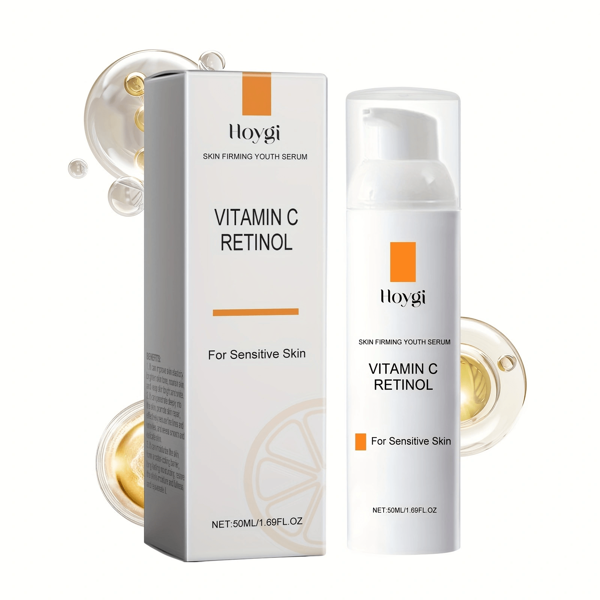 50ml Retinol & Vitamin C Serum, Anti-Wrinkle & Repair, Fade Fine Lines & Wrinkles, Firm & Smooth, Nourish & Moisturize, Brighten Complexion, Facial Essence