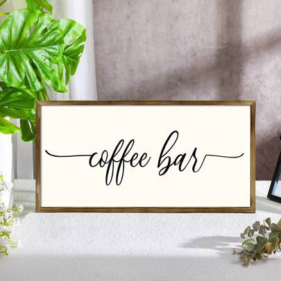 1 Piece, Coffee Bar Decor Sign Modern Style Living Room Decoration Painting, Dining Room TV Cabinet Desktop Decoration Painting, Simple Advanced Bedroom Bedside Poster, Decorative Wall Art, TV Cabinet Wooden Decoration Painting, Desktop Decoration Painting, Wooden Board Decoration Painting