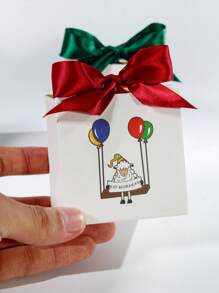 10 piezas de cajas de regalo - Cajas de dulces mini festivas con diseño lindo de ovejas y globos - Decoración de cinta de satén de colores - Perfecto para dulces, chocolates, regalos pequeños - Suministros para fiestas islámicas
