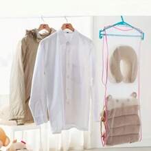 1pc Polyester Pillow And Toy Hanging Dry Bag, Wall Mounted Foldable Mesh Drying Rack, Windproof Design, Laundry Net Bag, Suitable For Household Use
