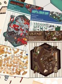 SCXXBSW 3D Landscaping, Manual Decompression, Cartoon, 3D House Decoration, Booklet, Desktop, Water Cup, Notebook, Phone Case, DIY Stickers - Multicolor - View 2