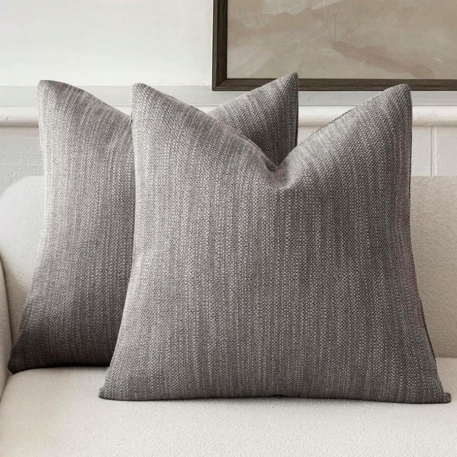 1pc Country Bohemian Minimalist Solid Color Throw Pillow Cover - Grey - View 1