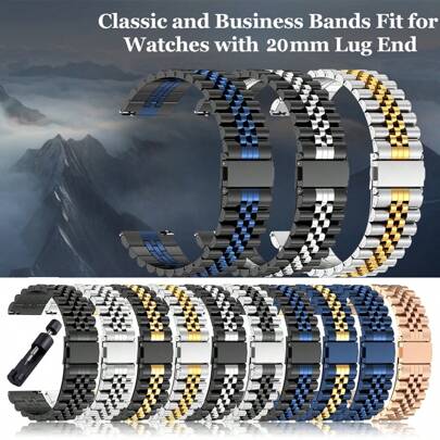 1Pc 20mm 22mm Quick Release Metal Strap Adjustable Replacement SamsungGalaxy Band Compatible With Samsung Galaxy Watch 7 FE 6 4 Classic 5 Pro 44mm 40mm 43mm 47mm 45mm SamsungGalaxy Watch Strap Suitable For SmartWatch, Men Casual Business Bracelet ,Women Fashionable Wristband Waterproof Breathable Smart Watch Accessories For Daily Wear,Mother,Father,Lover,Student
