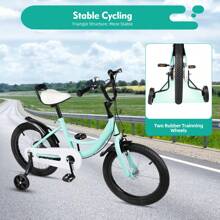 RibasuBB 16-Inch Kids Bicycle With Adjustable Seat, Dual Brakes, Removable Training Wheels, Shock-Absorbing Tires & S Afety Features For Ages 5-8 (Green) - Green - View 4