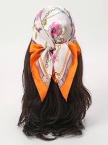 1pc Simple Printed 70cm Bandana Scarf, New Spring Versatile Scarf/Headband/Belt Accessory, Geometric Pattern Casual Square Scarf For Women, Spring/Summer/Autumn