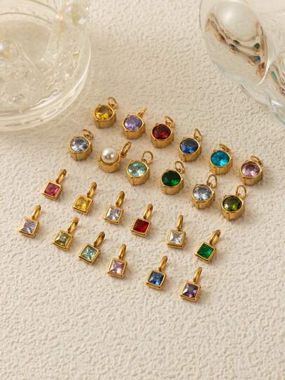 1 pièce Pendentif en acier inoxydable plaqué or 18K avec zircone, convient pour la création de colliers, bracelets et cadeaux de bijoux pour femmes