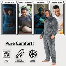 City Comfort And Loungewear Fleece Pyjama All In One Jumpsuit Nightwear - Grey - View 4